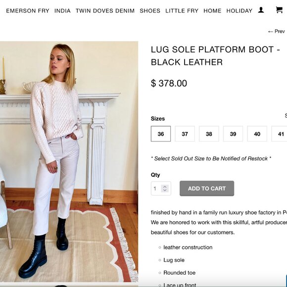 NWOT Emerson Fry Lug Sole Platform Black Boot Size 40 - Picture 3 of 12